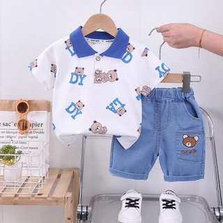 0-5 Anos De Idade Baby Boy Summer Simple Clothes Set Camisa Polo Moda Infantil + Calção De Algodão Conjunto De 2 Peças