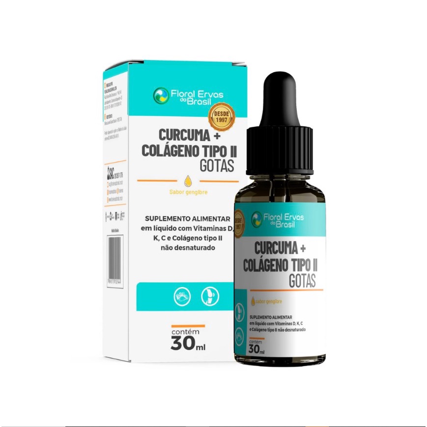 Curcuminol + Colágeno tipo 2 em gotas 30ml - Floral Ervas | Shopee Brasil