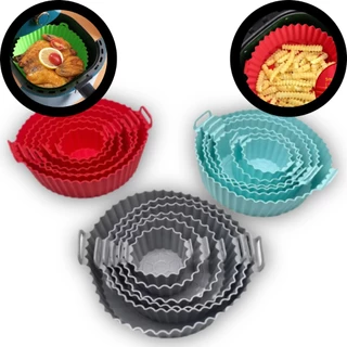 Kit 6 Formas Airfryer Tamanhos Variados Silicone Antiaderente Microondas Lavável Com Alça