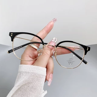Óculos De Moda Metal Anti-Radiação Armação Redonda Azul Luz Para Mulheres E Homens