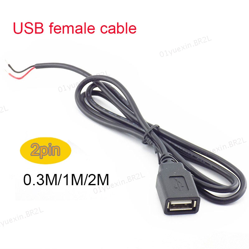 Cabo De Extensão 0.3m/1m/2m Micro USB 2.0 A Fêmea 2 Conector De Carga De Energia De Fio DIY 5V Adaptador BR2L