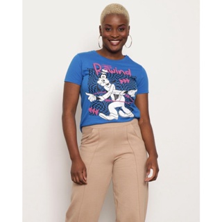 Camiseta Feminina Disney Estampa Pateta Manga Curta Azul