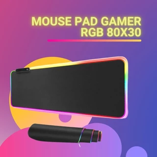 Mouse Pad Gamer RGB Led Mousepad RGB 7 Cores 80x30 Speed Emborrachado Bordado
