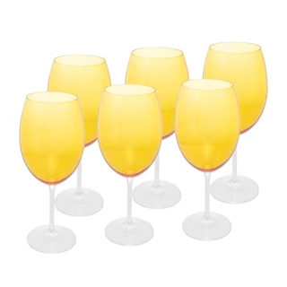 Conjunto 6 Taças de Vinho de Cristal Ecológico Banquet Amarela 580ml - Wolff