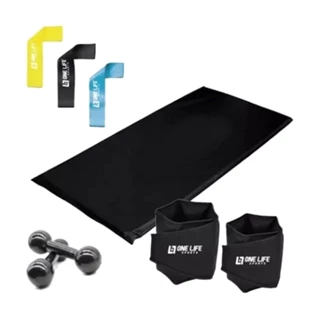 Kit Treino Funcional em Casa - Caneleira 3 Kg- Par + Colchonete + Kit Mini Band + Peso 2 Kg