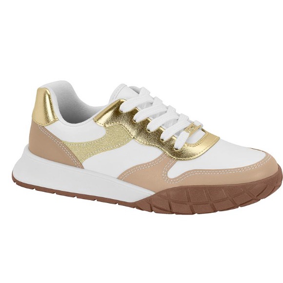 Flatform Tenis Vizzano Branco Dourado Tênis Casual Feminino