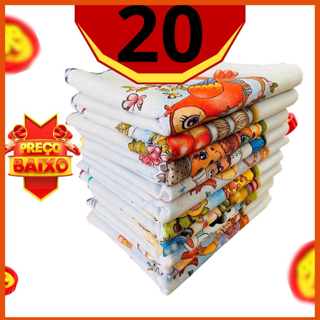 kit 20 unidades pano pia premium 100% algodão 30x38