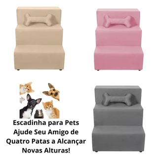 Escadinha Pet 3 Degraus Escada para Animais de Estimação Confortável com Ossinho