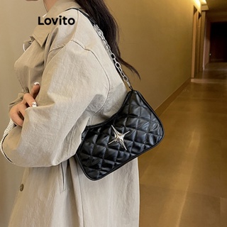 Lovito Bolsa De Ombro Pequena Casual De Metal Com Corrente Lisa Para Mulheres LFA11045