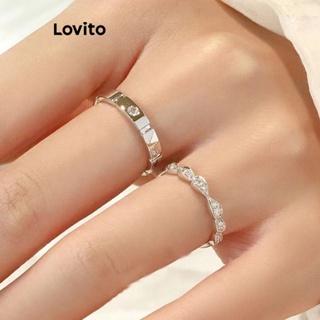 Lovito Anéis Casuais De Strass Lisos Para Mulheres LFA11352