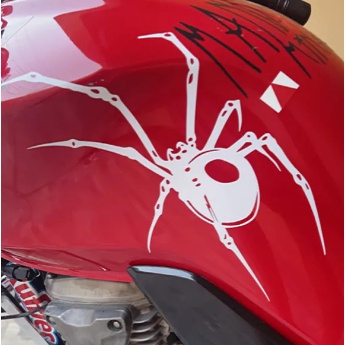 adesivo aranha branca para lateral da moto personalizado