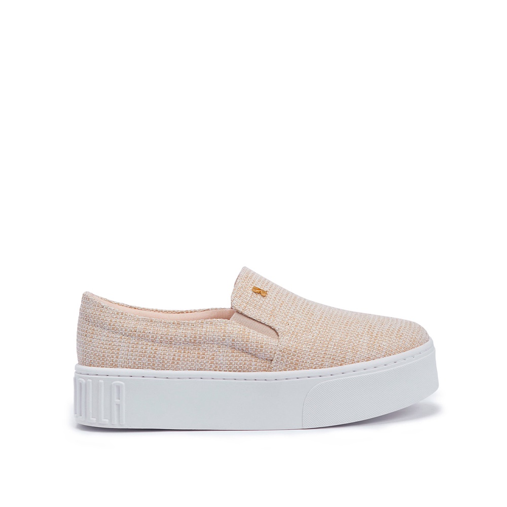 Slip On Santa Lolla Linho Juta Brilho Sola Alta | Shopee Brasil