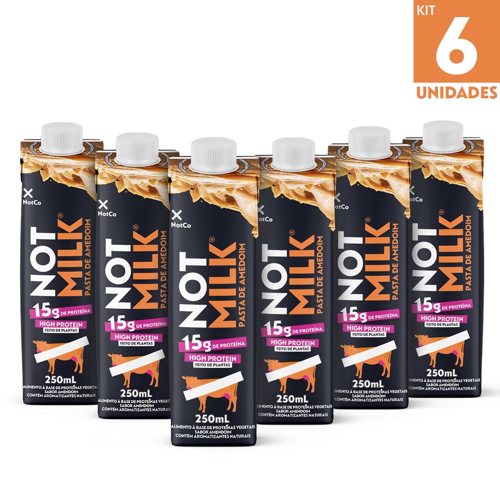 Kit 6x NotCo NotMilk High Protein 15g Pasta Amendoim 250ml | Shopee Brasil