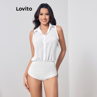 Lovito Body Casual De Malha Lisa Com Botão Jacquard Contrastante Para Mulheres LBL07137