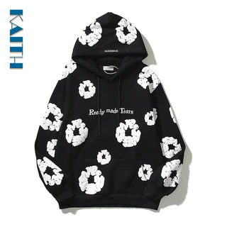# H1 Mais Tamanho Casal Unisexo Estoque Impresso Puff White Kapok Hooded Cotton Graphical Manga Longa Coreana Popular Hoody Hoodies for Men