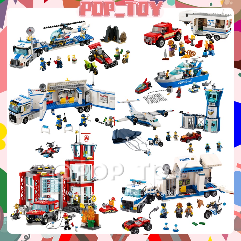 【 City Series 】 MOC Delegacia De Bombeiros Da Pickup & Caravan Building Blocks Brinquedos Ornamento Educacional Modelo De Montagem Presentes