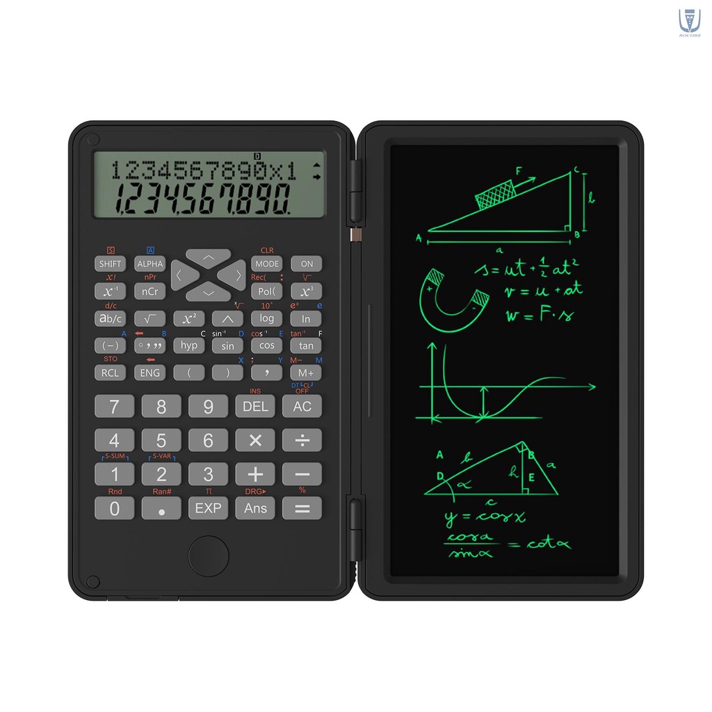 Calculadora Científica Com Quadro De Escrita Apagável 240 Funções 2 Linhas LCD Display Financeira Dobrável Material Escolar De Matemática Para Estudantes Do Ensino Médio Universitário Preto