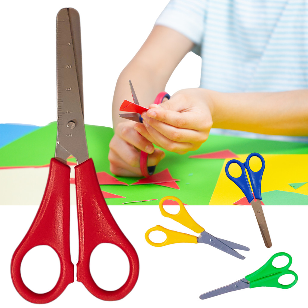 Tesoura Infantil 13cm Sem Ponta Escolar – Kit 2 ou 4 Unidades Coloridas ...