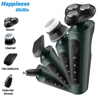 Barbeador Para Homem 4 Em 1 Elétrico Multifuncional 9D Flutuante 3 Lâminas Lavador De Cabelo/Aparador De Alta Potência USB Recarregável