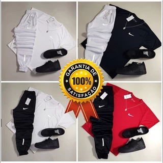Kit 2 Conjuntos Masculino Calça Jogger Com Bolsos Refletiva + Camiseta Dri Fit Tecido Leve