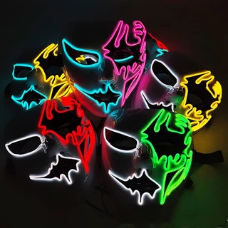 DIA DAS BRUXAS SEM FIO RAVE MÁSCARA DECORAÇÃO, PURGA LUMINOSA LED, LUZ DE NÉON, INCANDESCÊNCIA, CARNAVAL, NOITE ESCURA