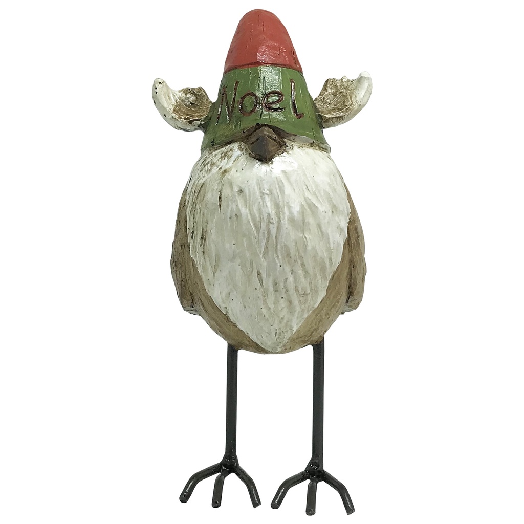 Pássaro Natalino de Resina 12X5X9 Gorro Noel BTC