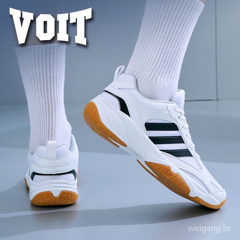 Redução de choque/tênis tênis Sapatos de badminton Voit Respirável para estudantes do sexo masculino e feminino Tênis de mesa Sapatos de vôlei com fundo de músculo S5PT