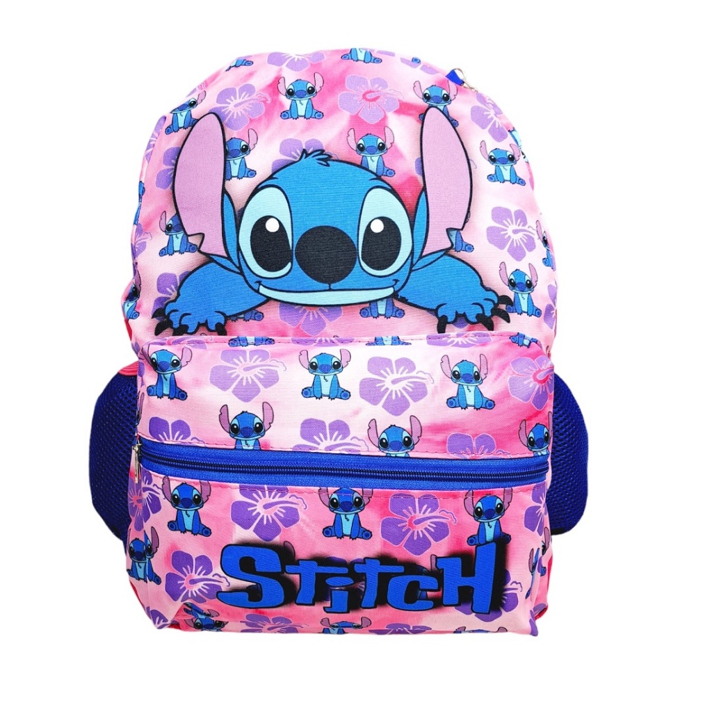 Mochila Infantil Feminina De Costas Stitch Juvenil Rosa