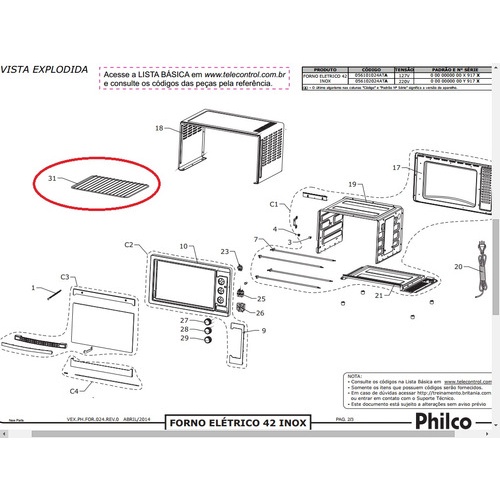 Forno Elétrico Pfe48ip 46 Litros 1500w Preto Philco 110v