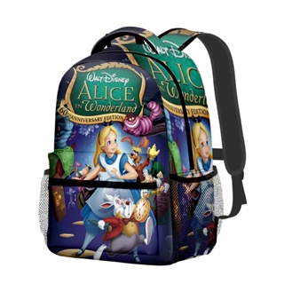 16 polegadas Disney Alice No País das Maravilhas Meninos Meninas Crianças Escola Book Bags Mulheres Bagpack Adolescentes Lona Laptop Mochila De Viagem