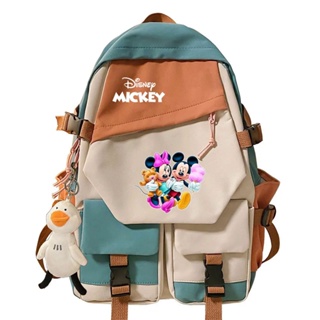 Disney Mickey Minnie Mouse Meninos Meninas Crianças Escola Book Bags Mulheres Patchwork Bagpack Adolescentes Schoolbags Mochila De Estudante De Lona