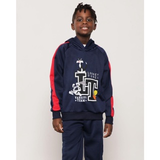 Blusão Infantil Helanca Com Capuz Looney Tunes Azul
