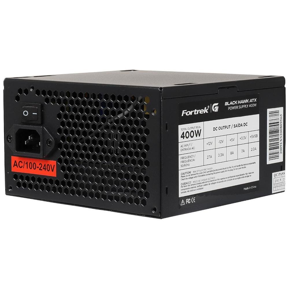 Fonte PC 400W Fortrek Black Hawk, certificação 80 Plus White