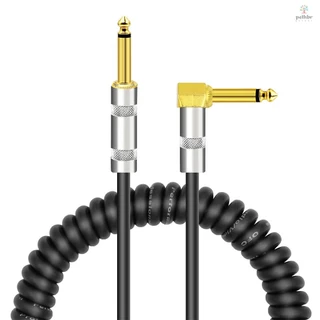 [Envio Rápido] Cabo De Áudio Para Guitarra Com Instrumento Musical Encaracolado De 1/4 De Polegada Reto Ângulo Plugues TS Revestidos A Ouro Jaqueta PU Elec