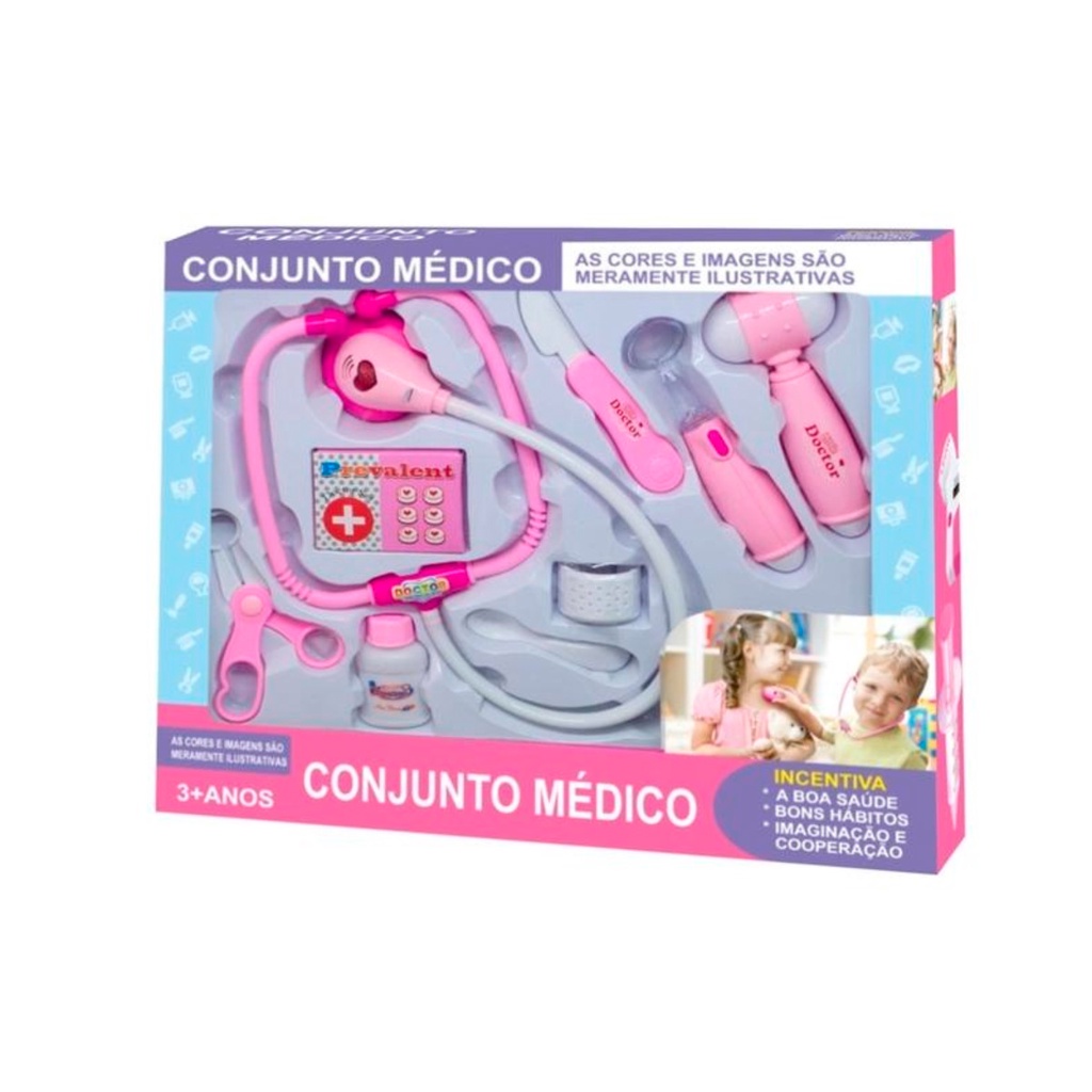 Kit Médico C/ Diversos Acessorios Little Doctor Azul/Rosa XMK-844