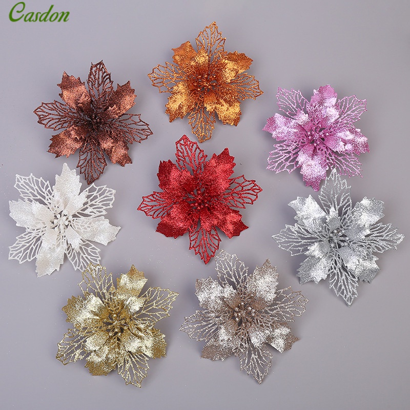 Buquê de simulação de flores ocas de Natal fitas de rosa de flores de pêndulo Guirlanda de pingente Decoração CasdonHome