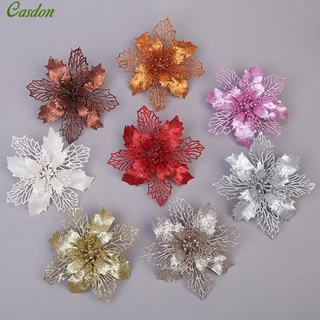 Buquê de simulação de flores ocas de Natal fitas de rosa de flores de pêndulo Guirlanda de pingente Decoração CasdonHome