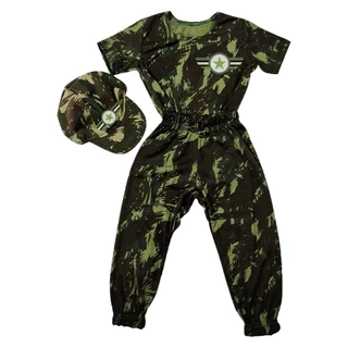 Fantasia Infantil Menino Soldado Camuflado Temático Verde