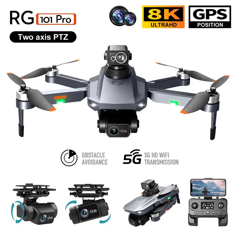 RG101 Pro GPS Drone 4K Com Câmera Dupla 5G WIFI 360 De 2 Eixos Gimbal ...