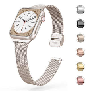Pulseira De Metal Para Smartwatch Relógio Inteligente 9 8 7 6 SE 5 4 38 40 41MM 45MM 49MM Aço Inoxidável Milanesa iwatch 42 44MM