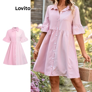 Lovito Vestido Casual Listrado Colorblock Para Mulheres L74ED102