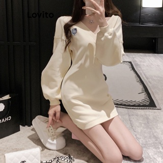 Lovito Vestido Casual Simples De Moedas Para Mulheres LNA41068