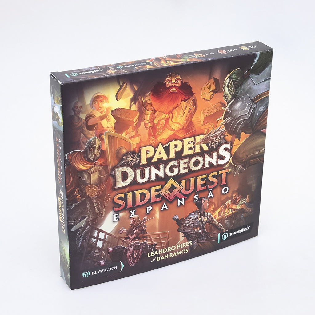 Paper Dungeons Side Quest expansão jogo Meeple BR