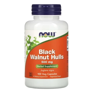Cascas de Nozes Preta 500mg Now Foods 100Veg Caps Importado
