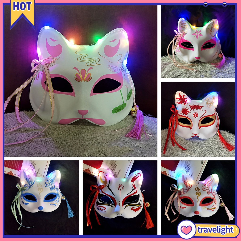 [TL] Máscara Anime Fox Japonesa Estilo De Design Único Feita À Mão Para Festas De Halloween