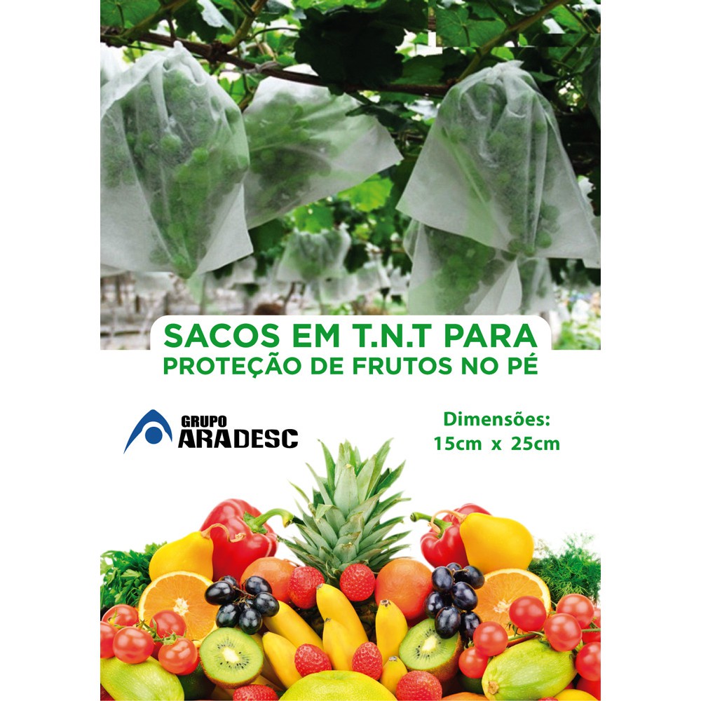 100 Sacos Em Tnt Para Proteção De Frutas No Pé 15 X 25cm Fruta ...