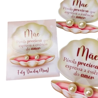 Kit com 50 brincos pérola + tag dia das mães lembrancinha/ mimo em Oferta na Shopee