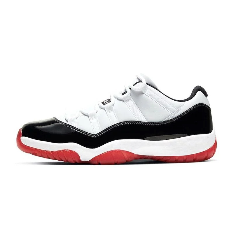 Air Jordan 11 Bass "White Bred" Low-Top New Comfort Fivela AV2187-160 Tênis de basquete masculino