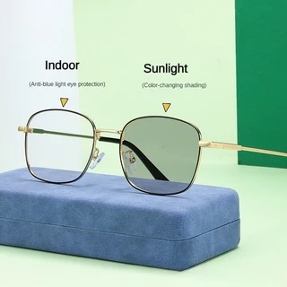 Ins Óculos De Sol E À Prova De Radiação Que Mudam De Cor Para Mulheres Homens Transicionais Com Armações De Lentes Subst