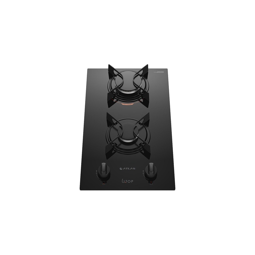 Cooktop 2 Bocas Preto Mesa de Vidro Atlas U Top Bivolt